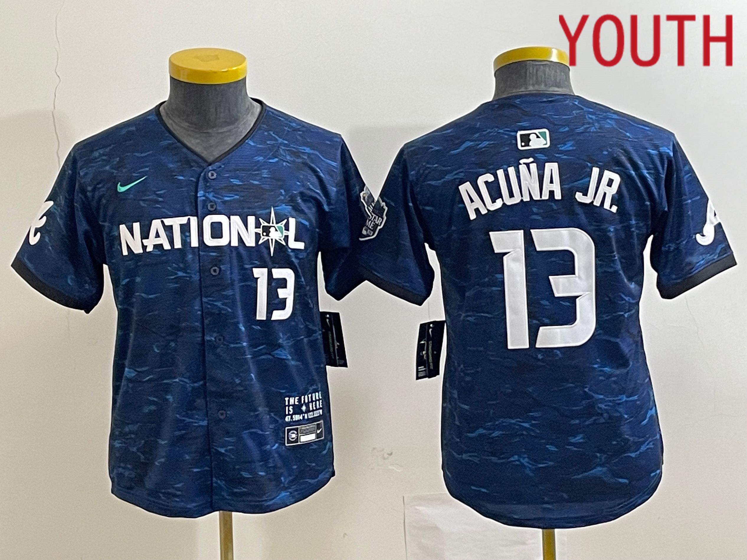 Youth Atlanta Braves 13 Acuna jr National League Nike Royal 2023 MLB All Star Jersey